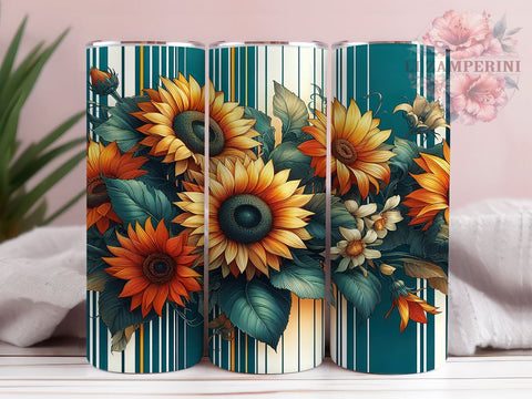 Teal Sunflowers 20oz Tumbler Wrap PNG, Sunflowers Tumbler PNG Sublimation, Straight & Tapered Tumbler Wrap, Instant Digital Download Sublimation Li Zamperini 