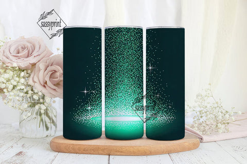 Teal Turquoise Glitter Burst Tumbler Sublimation sassyprint 