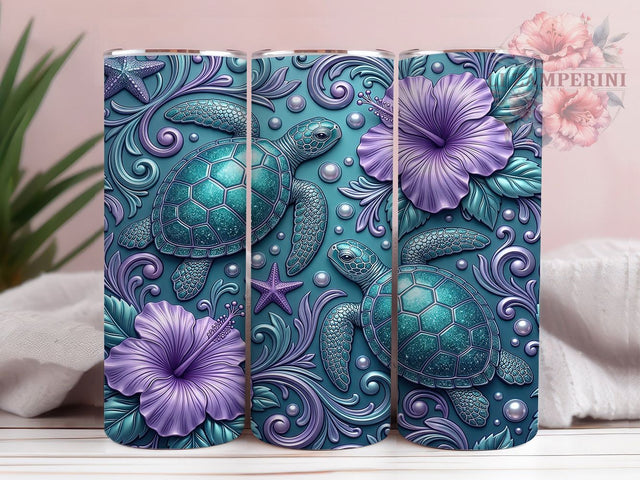 Teal Turtle Hibiscus 20oz Tumbler, Teal Turtle, Turtle Hibiscus, Hibiscus Tumbler, 20oz Tumbler, Teal Tumbler, Turtle Tumbler, Tumbler Wrap Sublimation Li Zamperini 