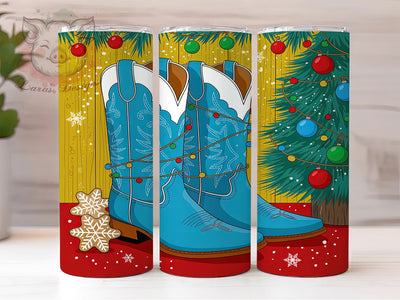 Teal Western Cowboy Christmas Tumbler, Western Christmas, Cowboy Tumbler, 20Oz Wrap Design, Country Christmas Art, Western Sublimation, Teal Holiday Design Sublimation Lara' s Designs 