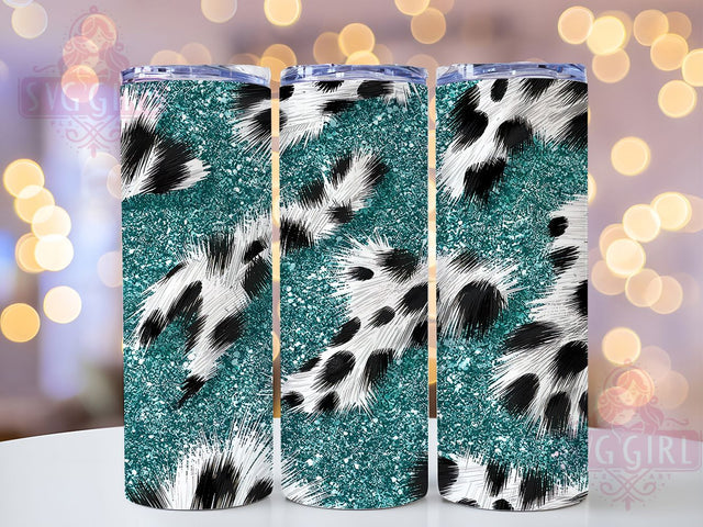 Teal Western Cowhide Tumbler Wrap, Glitter Tumbler Wrap, Cow Print Sublimation, Western Tumbler Design, 20oz Tumbler PNG, Rustic Tumbler Wrap, Teal Western Design Sublimation SvggirlplusArt 