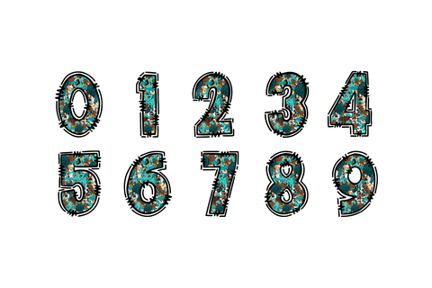 Teal Western Sunflower Doodle Letters, Glitter Alphabet Sublimation BijouBay 