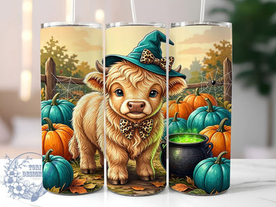 Teal Witch Cow Magic 20oz Tumbler, Cow Motif, Witch Accent, Teal Theme, Magic Art Design, Mystic Flair, Sublimation Wrap, 20oz Tumbler Sublimation ToriDesigns 