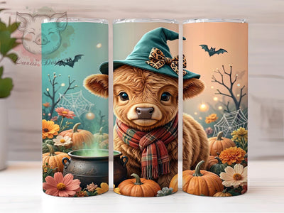 Teal Witch Highland Calf 20oz Tumbler, Teal Witch, Highland Calf, Halloween Cow, 20oz Tumbler Wrap, Sublimation Design, Spooky Farm, Digital Download Sublimation Lara' s Designs 