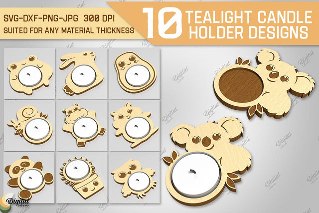 Tealight Candle Holder Laser Cut Bundle SVG Evgenyia Guschina 