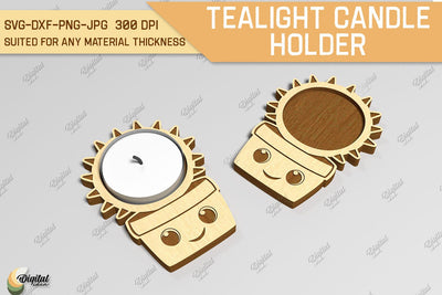 Tealight Candle Holder Laser Cut. Cute Cactus SVG SVG Evgenyia Guschina 