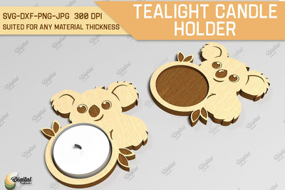 Tealight Candle Holder Laser Cut. Cute Coala SVG SVG Evgenyia Guschina 
