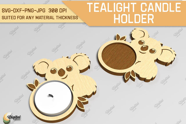 Tealight Candle Holder Laser Cut. Cute Coala SVG SVG Evgenyia Guschina 