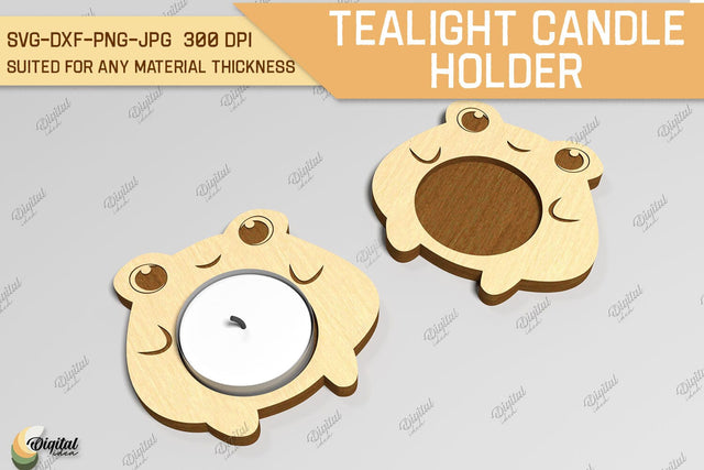 Tealight Candle Holder Laser Cut. Cute Frog SVG SVG Evgenyia Guschina 