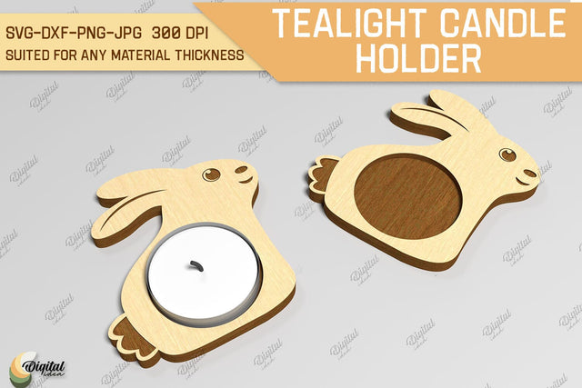 Tealight Candle Holder Laser Cut. Rabbit SVG SVG Evgenyia Guschina 