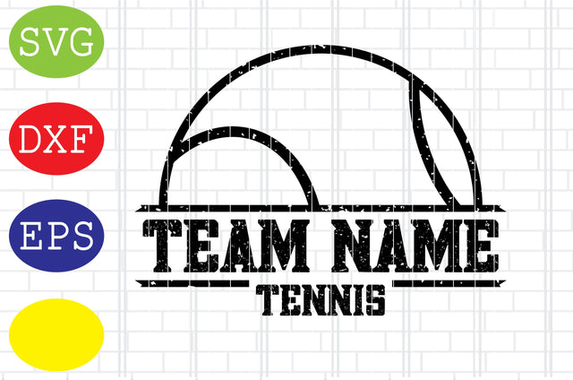 Team Name Distressed Tennis Svg, Tennis Silhouette, Tennis Fan Svg, Jpg, Eps, Dxf Files SVG DigitalSvgFiles 