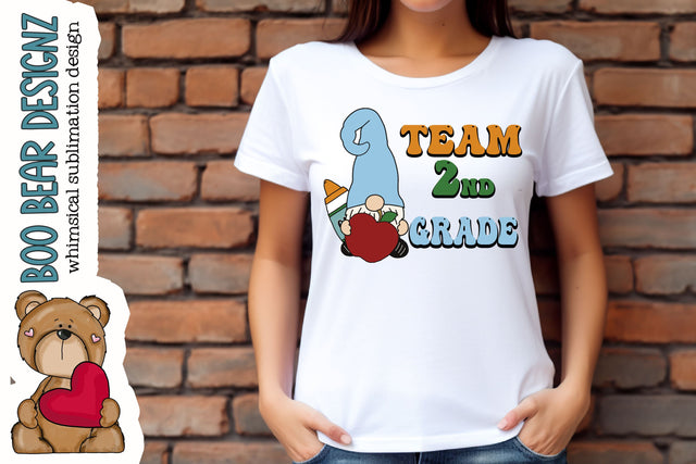 Team Second Grade, Gnome Clipart Sublimation Boo Bear Designz 