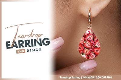 Teardrop Earring Png Of Fresh Strawberries Slices Sublimation Regulrcrative 