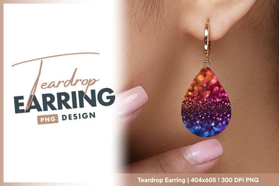 Teardrop Earring Shape With Bokeh Texture Png Sublimation Regulrcrative 