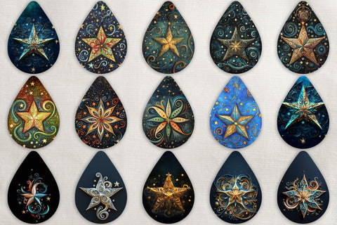 Teardrop Earring sublimation bundle / Christmas star Sublimation Angelina Semenova 