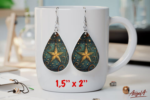 Teardrop Earring sublimation bundle / Christmas star Sublimation Angelina Semenova 