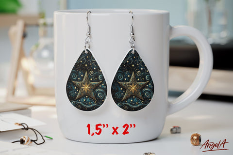 Teardrop Earring sublimation bundle / Christmas star Sublimation Angelina Semenova 