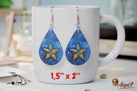 Teardrop Earring sublimation bundle / Christmas star Sublimation Angelina Semenova 