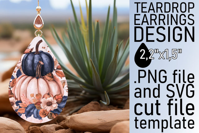 Teardrop Earrings Autumn Watercolor Sublimation afrosvg 