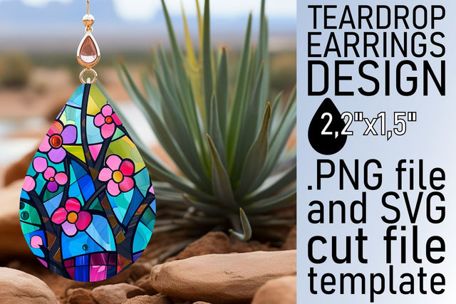 Teardrop Earrings Colorful Stained Glass Tree Sublimation Sublimation afrosvg 