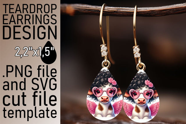 Teardrop earrings design, crisp and clear PNG! , Valentines Sublimation afrosvg 