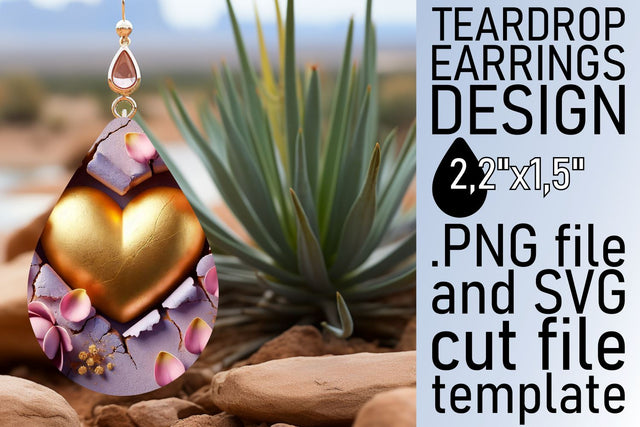 Teardrop earrings sublimation, clear and vibrant artwork! , 3D Heart Sublimation afrosvg 