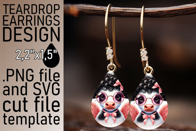 Teardrop earrings template, perfect for sublimation! , Valentines Sublimation afrosvg 