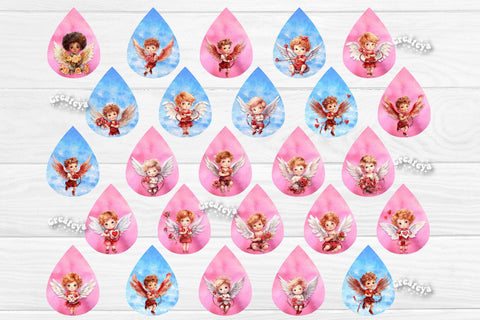 Teardrop Sublimation earring bundle Heart Flower Sublimation design Valentine Hearts Watercolor png Sublimation Createya Design 