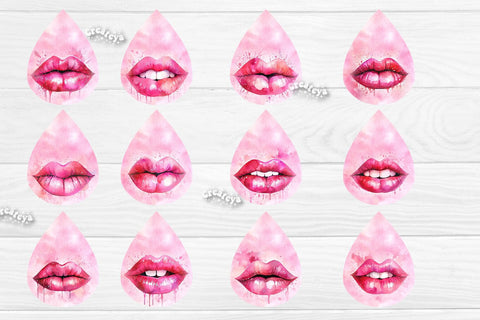 Teardrop Sublimation earring bundle Heart Flower Sublimation design Valentine Hearts Watercolor png Sublimation Createya Design 