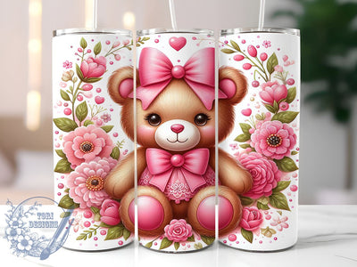 Teddy Bear 20oz Skinny Tumbler, Baby Bear Tumbler Png, Straight & Tapered Tumbler Wrap, Instant Digital Download Sublimation ToriDesigns 