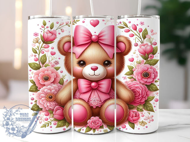 Teddy Bear 20oz Skinny Tumbler, Baby Bear Tumbler Png, Straight & Tapered Tumbler Wrap, Instant Digital Download Sublimation ToriDesigns 