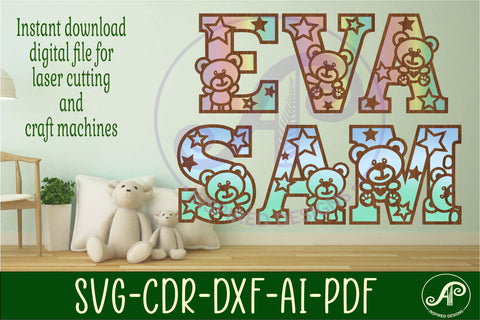 Teddy bear alphabet set. 2 layer 49 letters. SVG APInspireddesigns 