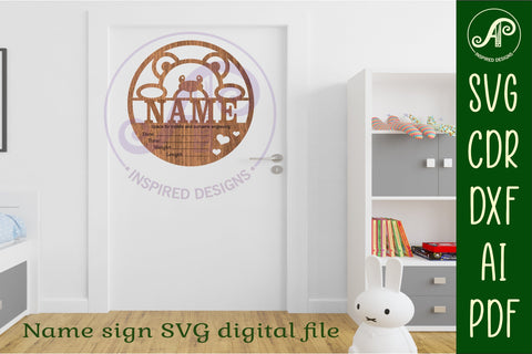 Teddy bear Baby stats, Birth plaque, name sign SVG SVG APInspireddesigns 