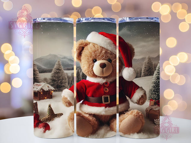 Teddy Bear Christmas Tumbler Sublimation Design, Digital Download, Christmas Teddy Bear 20 Oz Tumbler Wrap, Teddy Bear Christmas PNG Sublimation SvggirlplusArt 