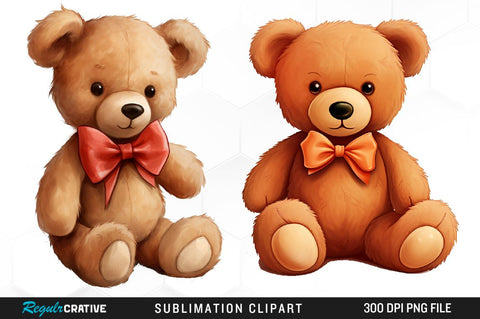 Teddy Bear Clipart Bundle Sublimation Regulrcrative 