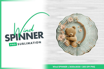 Teddy bear floral frame wind spinner round design Sublimation Regulrcrative 