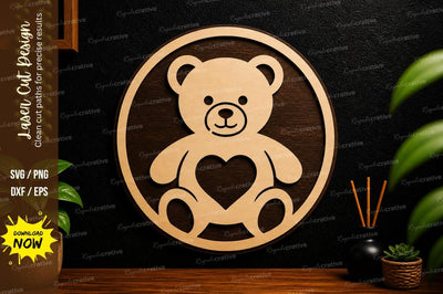 Teddy Bear Heart Art laser cut svg File SVG Regulrcrative 