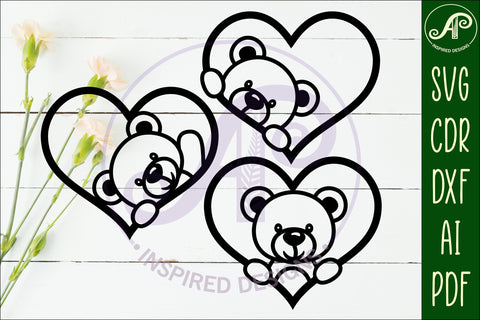 Teddy bear heart wall sign, SVG file. vector signs SVG APInspireddesigns 