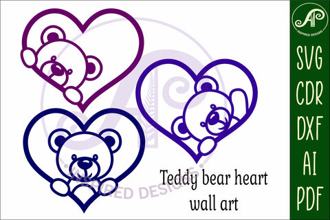 Teddy bear heart wall sign, SVG file. vector signs SVG APInspireddesigns 