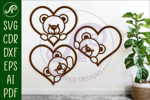 Teddy bear heart wall sign, SVG file. vector signs SVG APInspireddesigns 