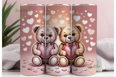 Teddy Bear Hearts 20oz Tumbler Wrap Sublimation PixelChick 