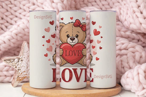 Teddy Bear Love 20oz Tumbler Wrap Sublimation DesignSVG 