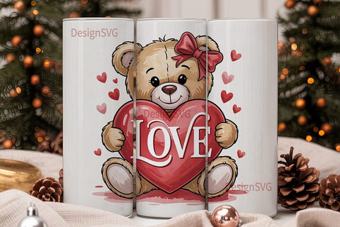 Teddy Bear Love 20oz Tumbler Wrap Sublimation DesignSVG 