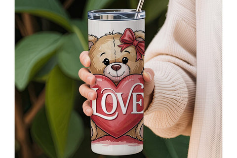 Teddy Bear Love 20oz Tumbler Wrap Sublimation DesignSVG 