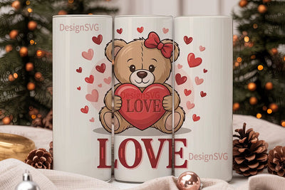Teddy Bear Love 20oz Tumbler Wrap Sublimation DesignSVG 
