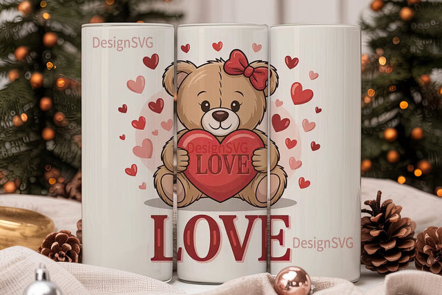 Teddy Bear Love 20oz Tumbler Wrap Sublimation DesignSVG 