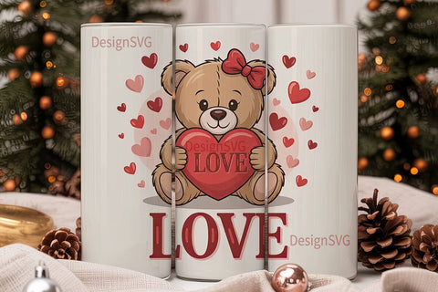 Teddy Bear Love 20oz Tumbler Wrap Sublimation DesignSVG 