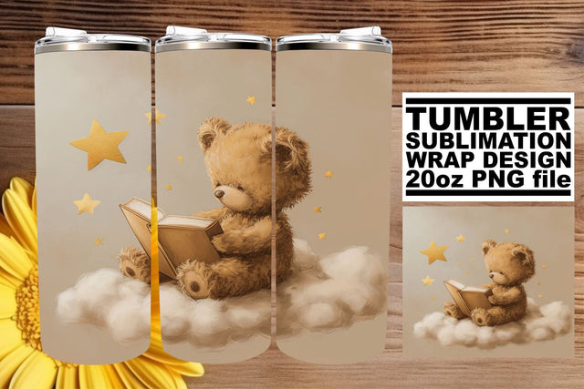Teddy Bear Nursery Art on Tumbler Wrap - Artistic Bliss Sublimation afrosvg 