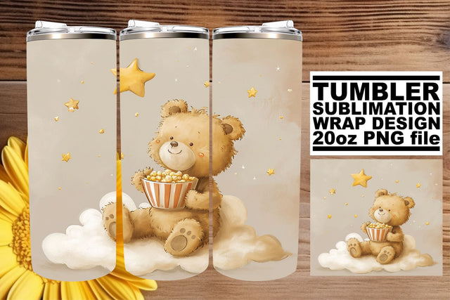 Teddy Bear Nursery Art on Tumbler Wrap - Delightful Sublimation afrosvg 