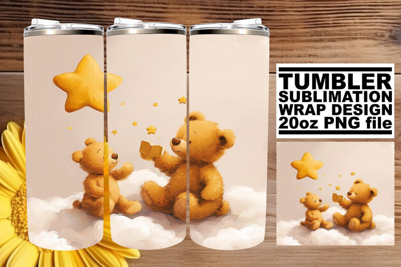 Teddy Bear Nursery Art on Tumbler Wrap - Playful Artistry Sublimation afrosvg 
